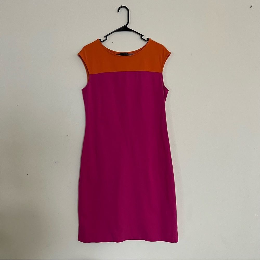 Talbots Orange & Pink Colorblock Sleeveless Sheath Dress